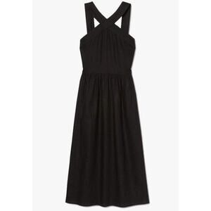 A New Day NWT Linen Blend Halter Neck Smocked Black Midi Dress XL